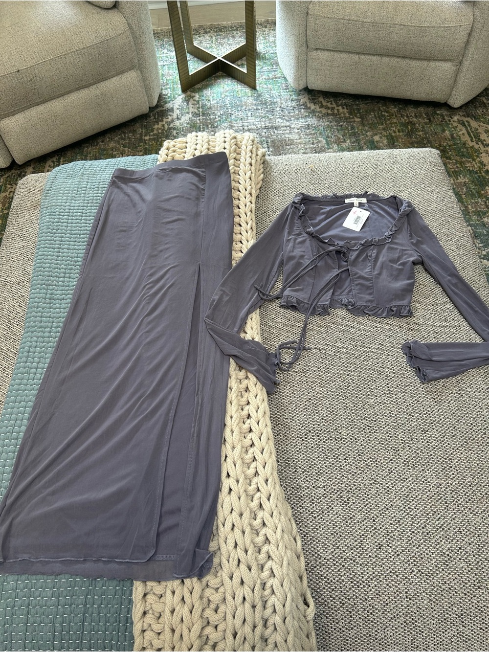 Bear Dance Slate Gray Maxi Skirt - Soft Jersey Stretch